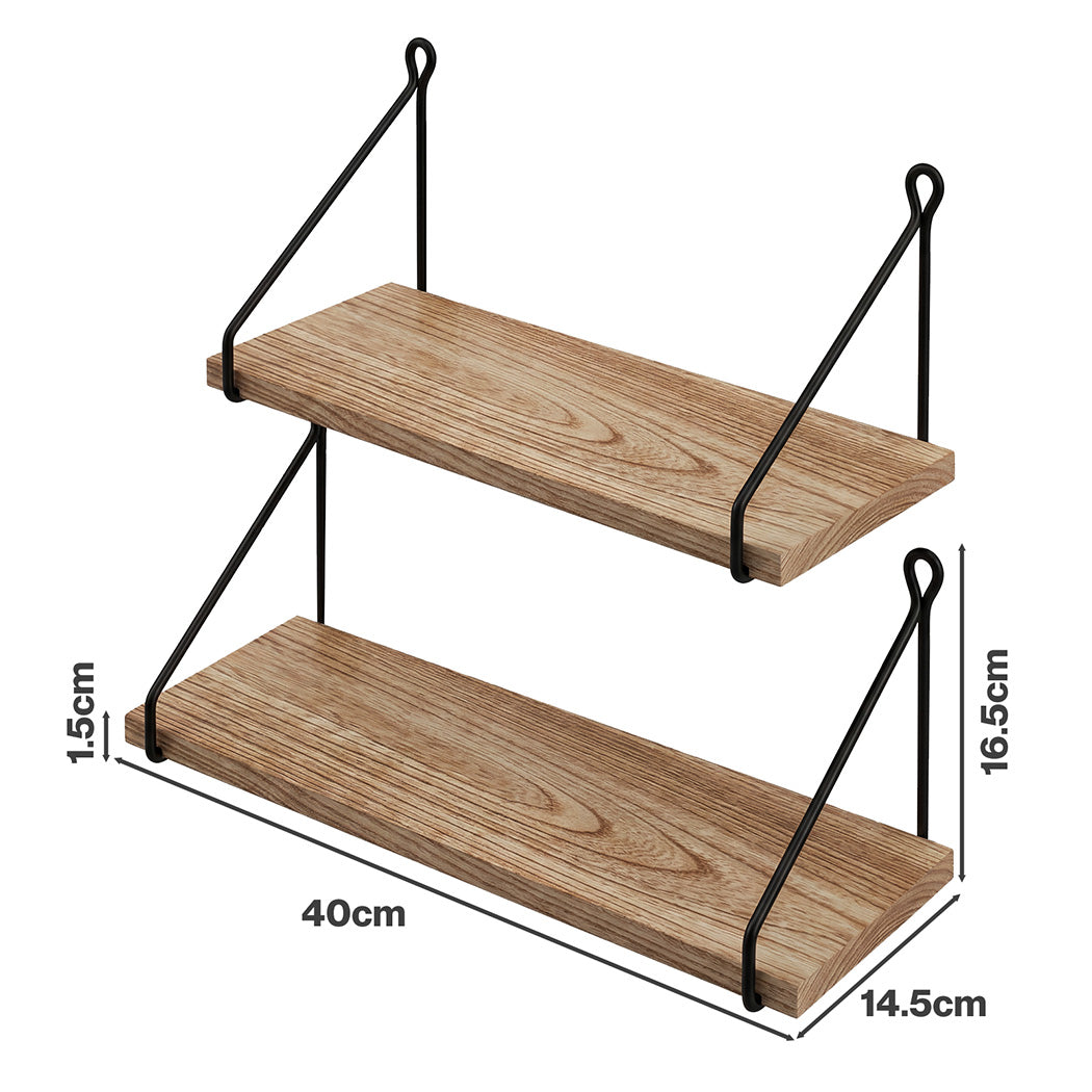 Floating Wall Shelves Rustic Set 2 Paulownia | Simpledeals
