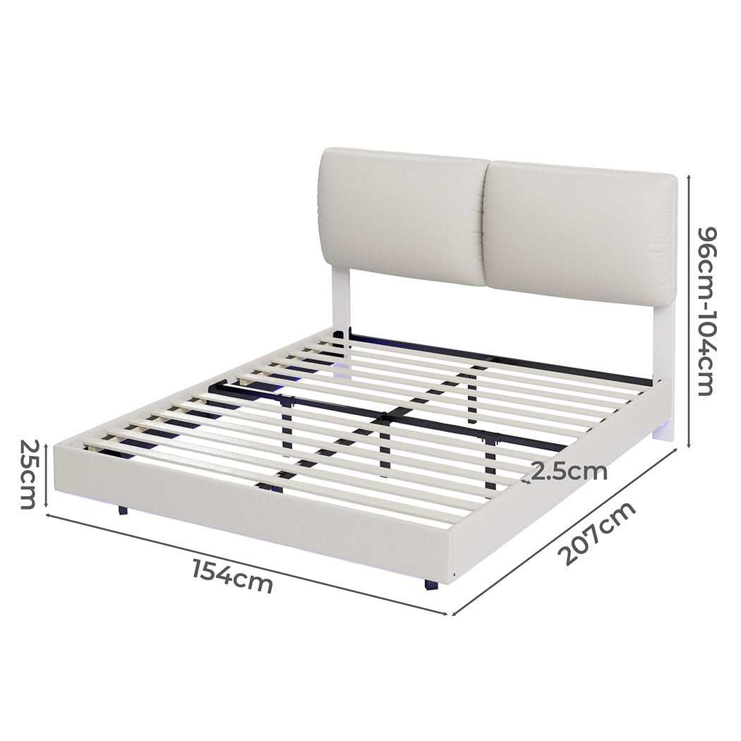 Compact Premium Quality Build - Queen Floating Bed Frame Modern Design