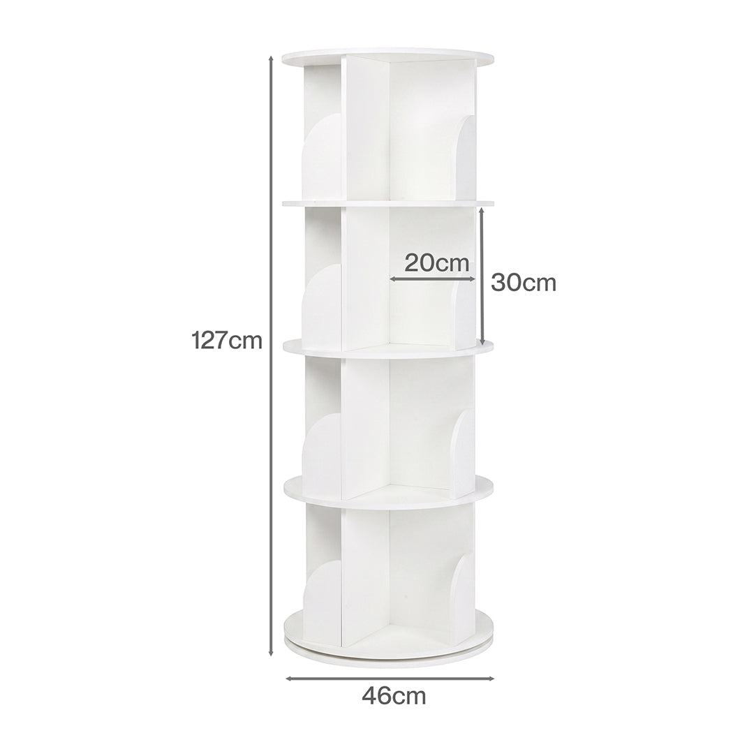 Rotating Bookshelf 4 Tier Storage 46x46x127cm