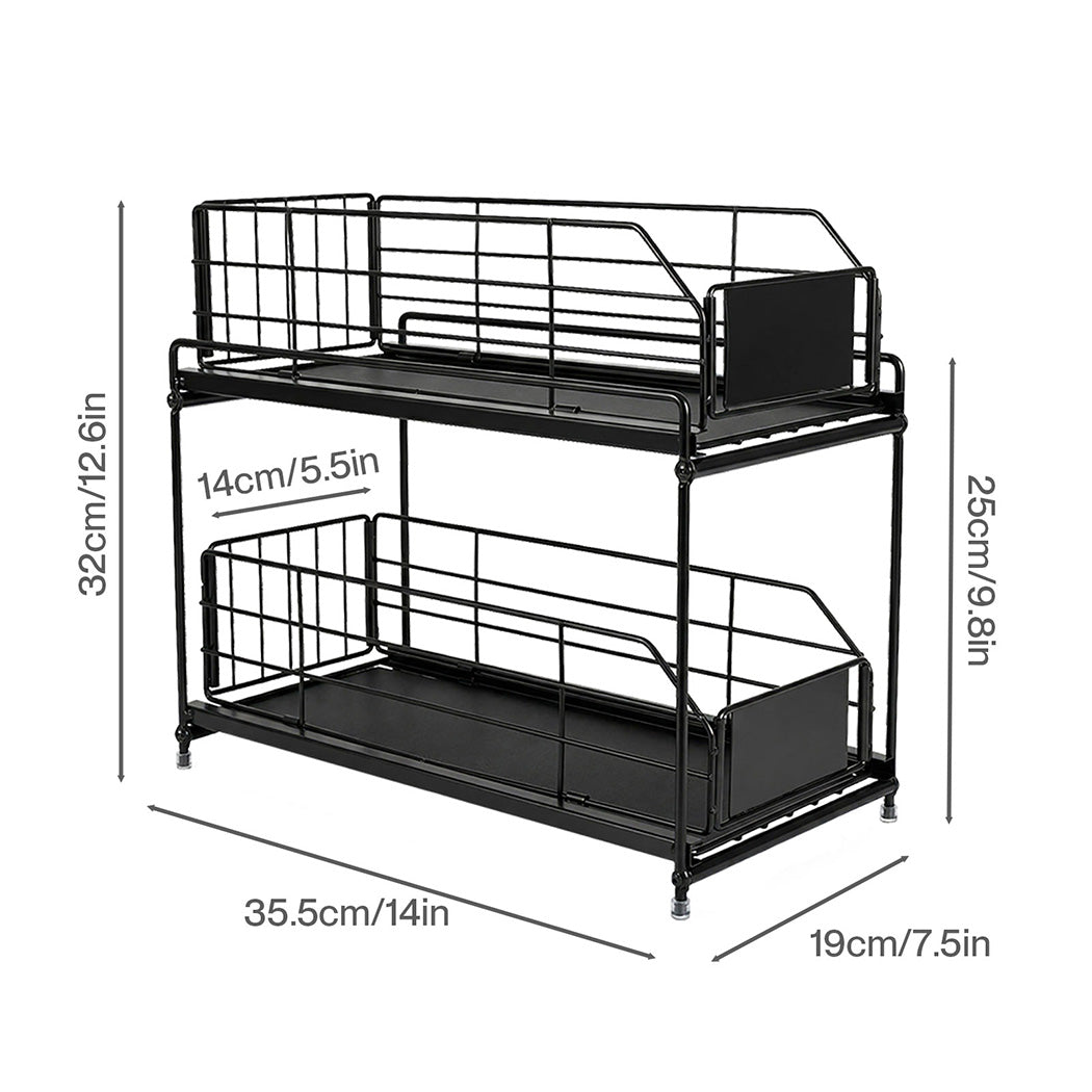 Pull Out Cabinet Organiser 2 Tier Under Sink | Simpledeals