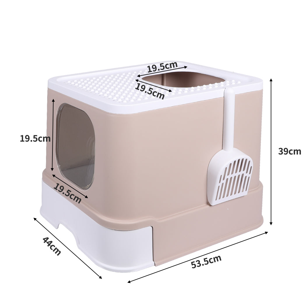 Cat Litter Box Fully Enclosed Kitty Coffee | Toilet Trapping Odor Control