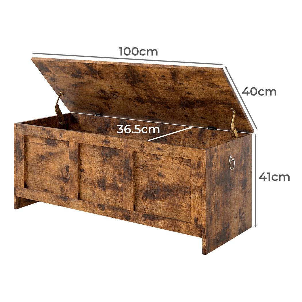 Rustic Storage Bench Brown 100x40x41cm
