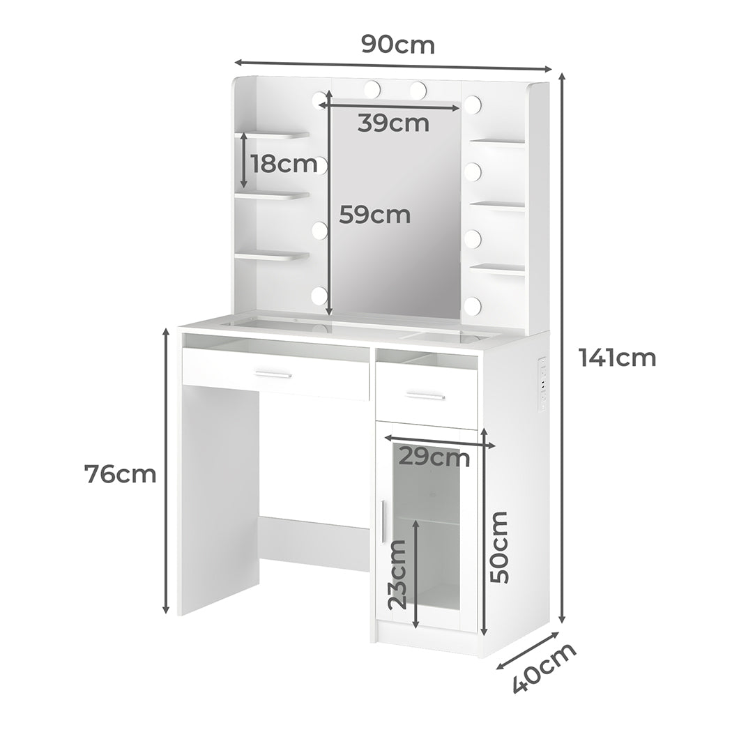 Vanity Desk Makeup Storage Table 90x40x141cm