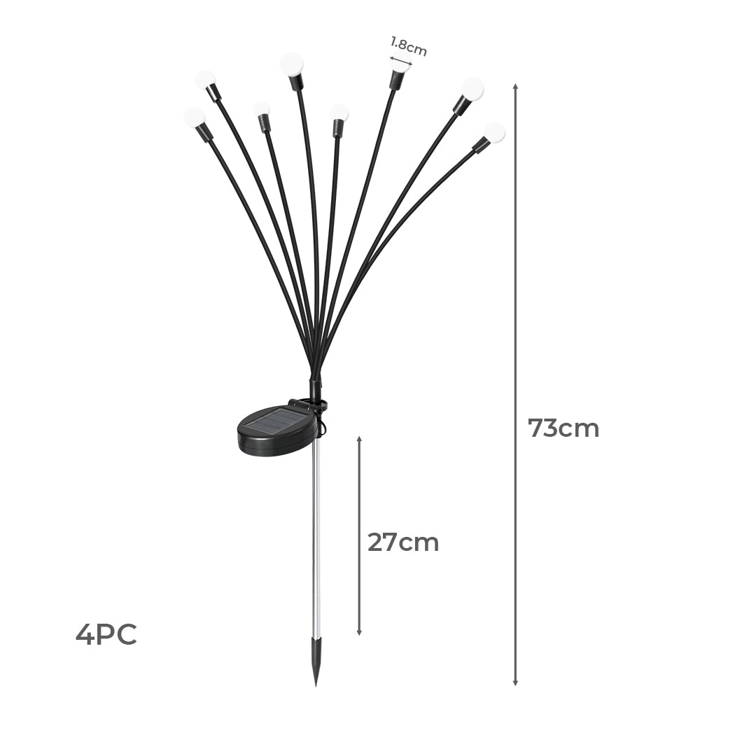 Contemporary Firfly Solar Lawn Lights 8LED 4PC Outdoor Black  High