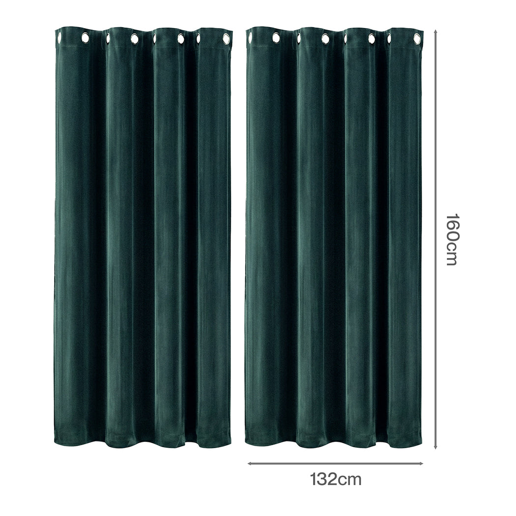 Green Velvet Blackout Curtains 2 Panels | Simpledeals