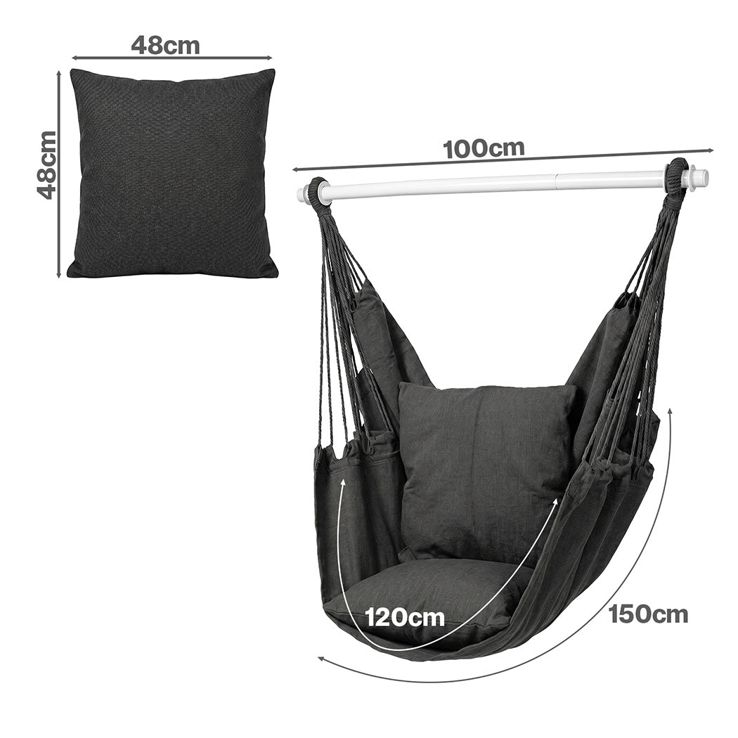 Hanging Hammock Chair 2 Cushions 150kg | Simpledeals