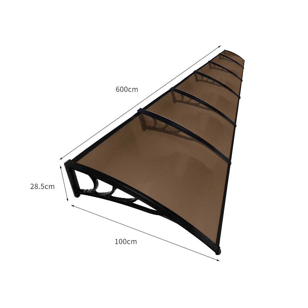 Canopy Patio Sun Shield - Window Door Awning Outdoor 1M X 6M Brown 1x6M