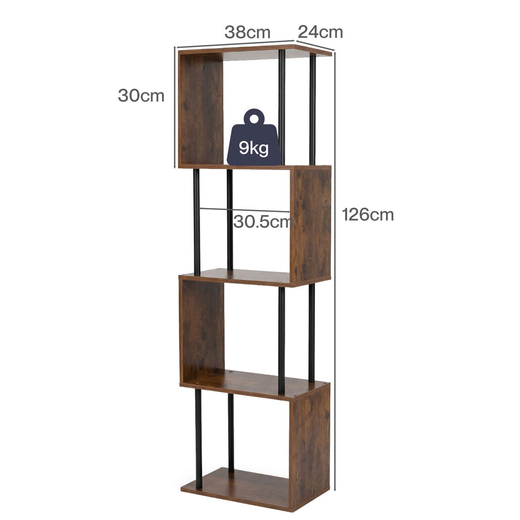 Wooden Bookshelf 5 Tier Storage 38x24x126cm
