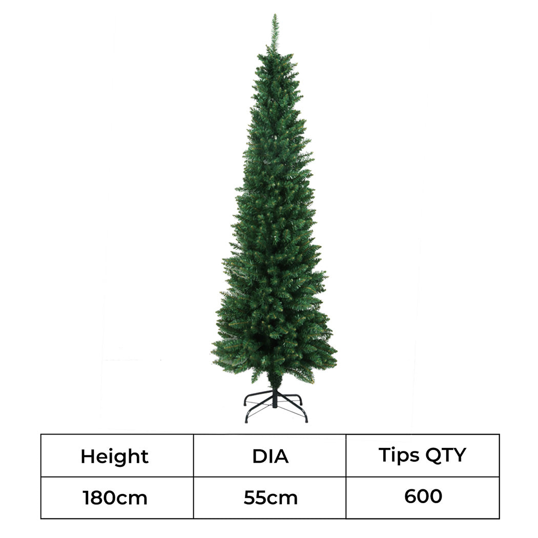 Compact 1.8M 600Tips Pencil Christmas Tree  Wood Finish Classic | id4