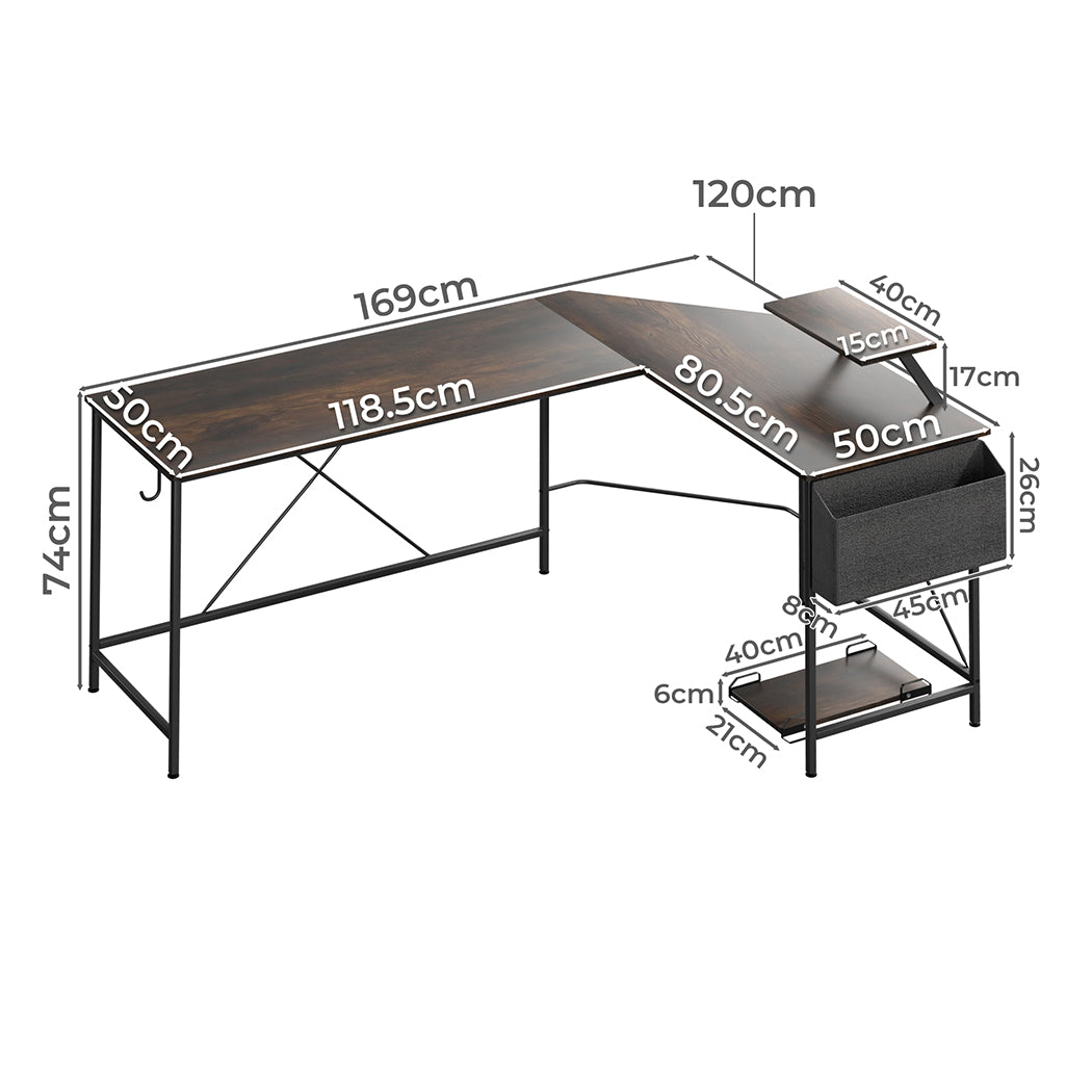 Contemporary Computer Desk Corner Desk Brown  Scandi Inspired Design | id11&12