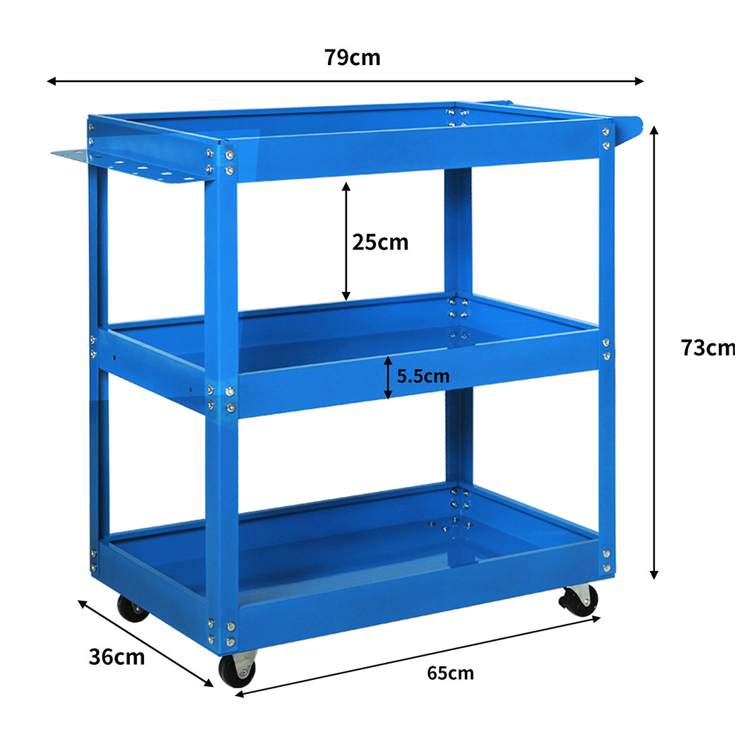 Tier Workshop Storage Organizer - Tool Cart Trolley Toolbox Blue