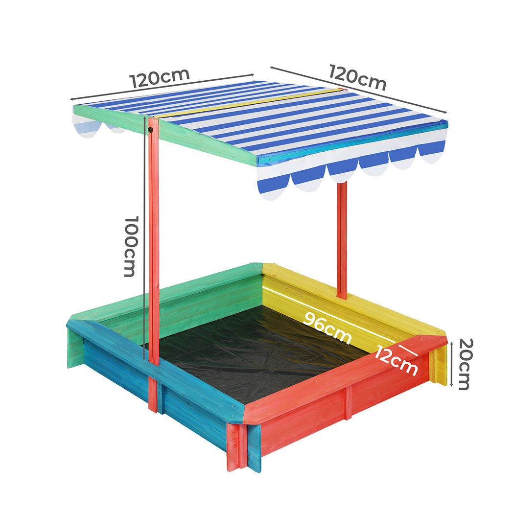 Wooden Sandbox 120cm Natural 120x120cm