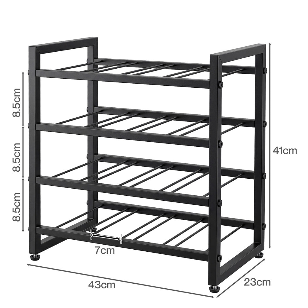 16 Bottle 4-Tier Metal Wine Rack Black | Simpledeals