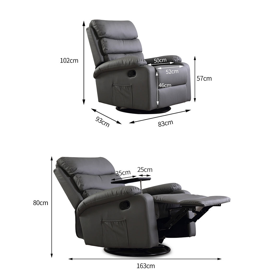 Grey Recliner Massage Chair Adjustable Comfort Lounge Seat