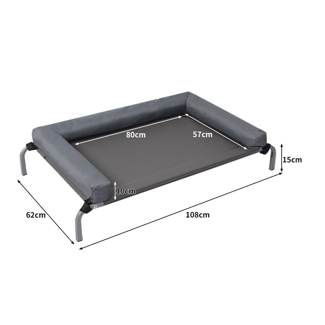 Large Pet Bed Grey Fabric 77x47x15cm