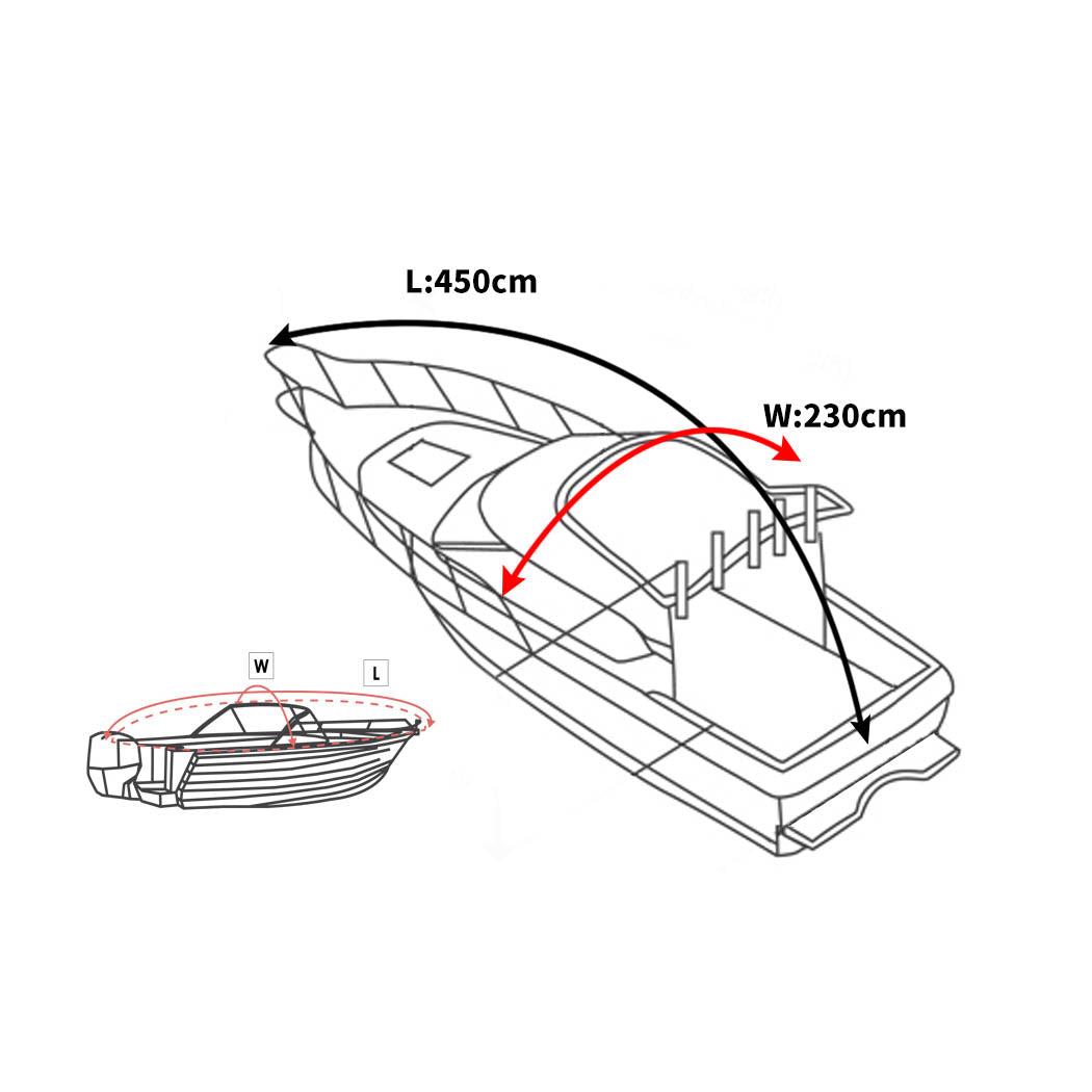 12-14 FT Boat Cover Trailerable Weatherproof Grey 14FT