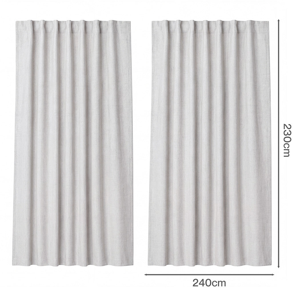 Blackout Curtains Linen Look 240cm 2 Panels | Simpledeals