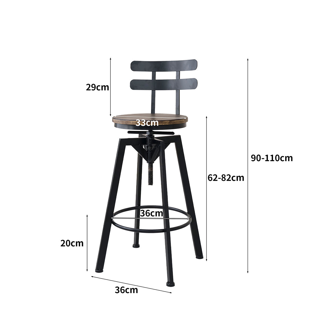 Ergonomic 2x Bar Stool Industrial Adjustable  High Back Support, id11&12