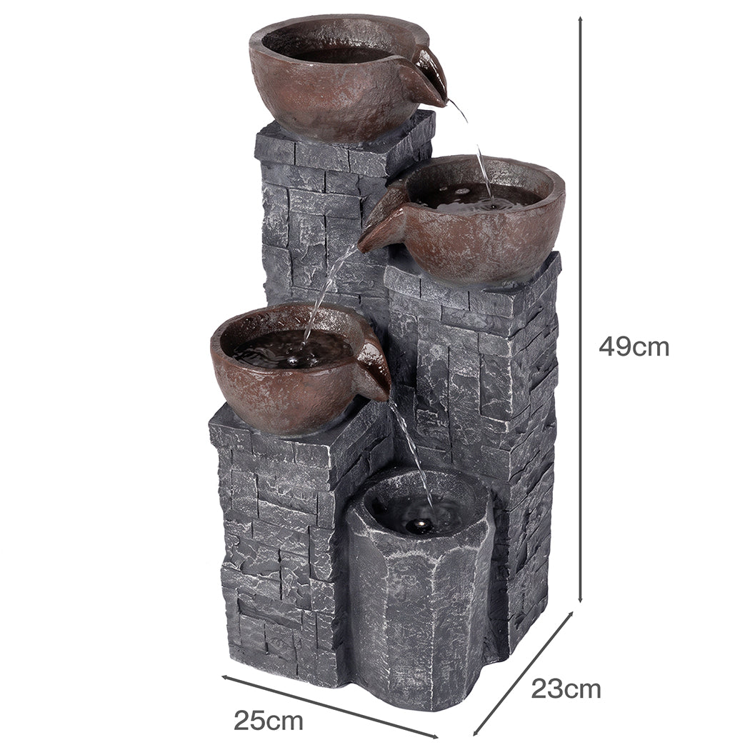 Water Fountain 4 Tier Grey 25x23x49cm