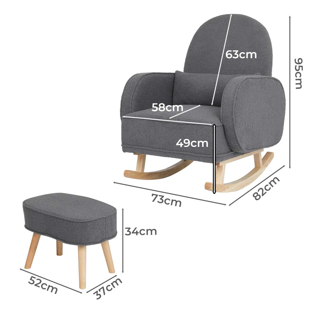 Elegant Fleece Rocking Chair with footstool  Space-Saving Design, id15&16