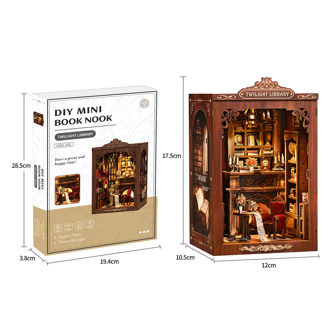 Miniature Bookstore Kit With Warm LED 12x11x19cm
