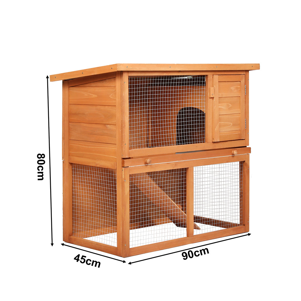 Rabbit Hutch Outdoor Brown 90x45x80cm