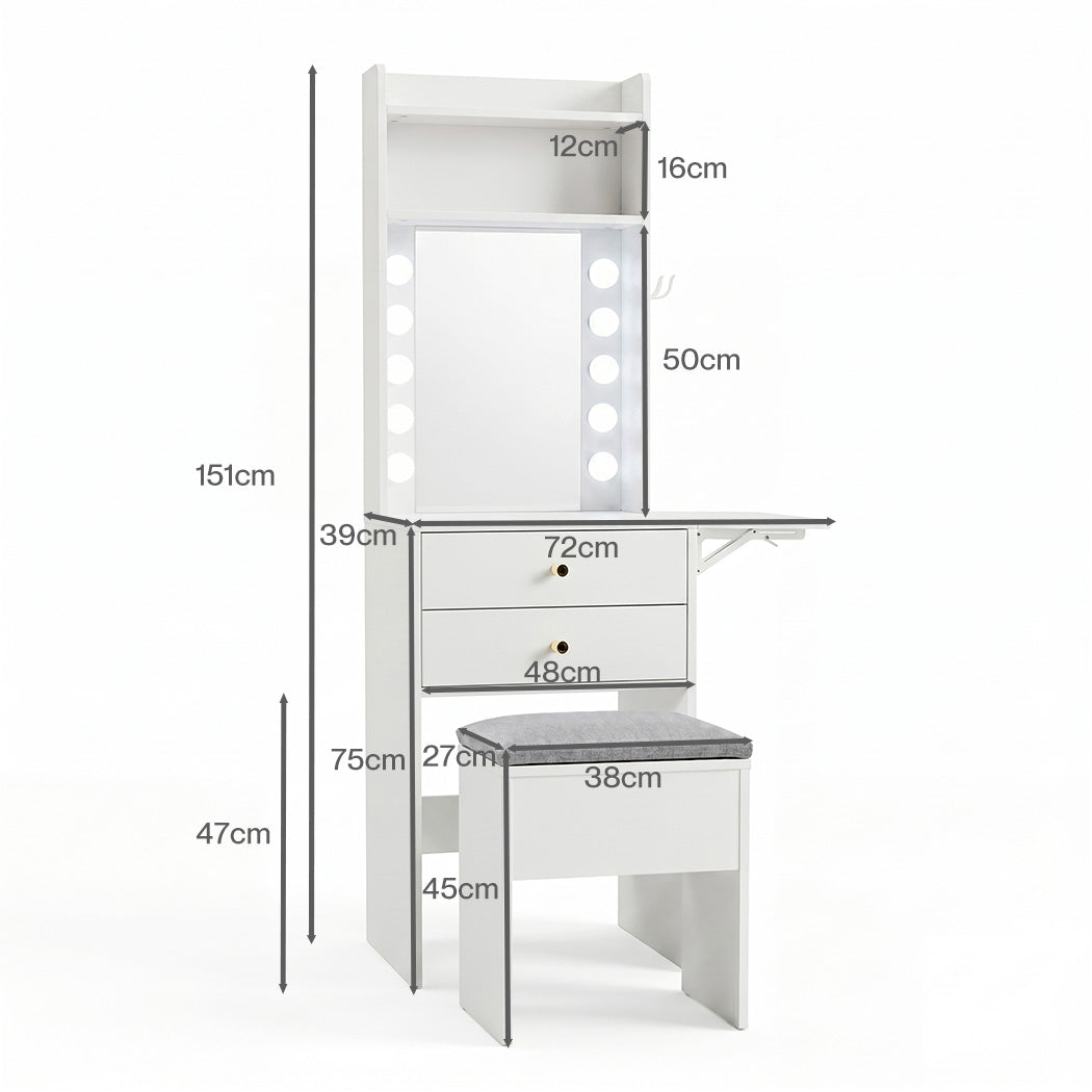 Dressing Table Vanity Stool 72x39.5x151cm