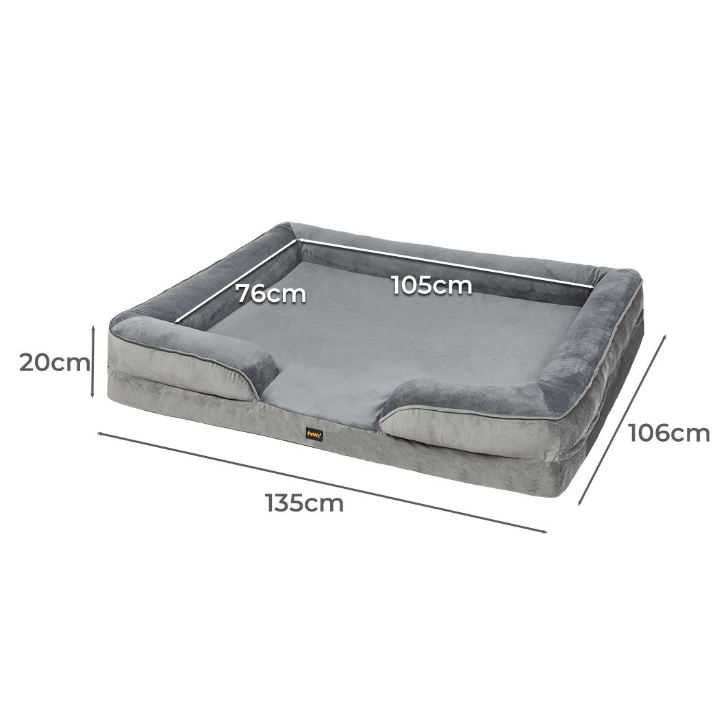 Memory Foam Pet Sofa Bed XXL Grey 71x58x18cm