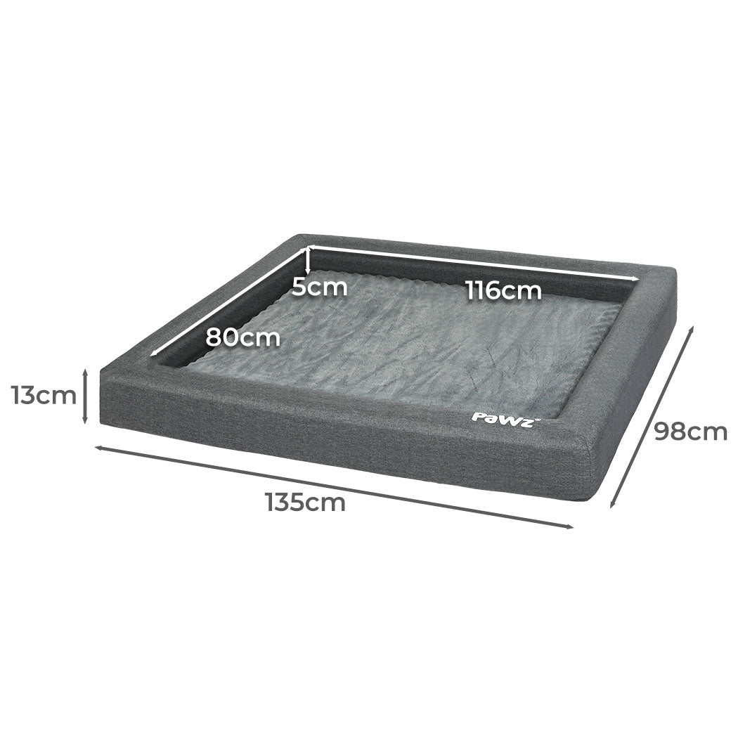 Memory Foam Pet Bed Large Grey 78x52x13cm