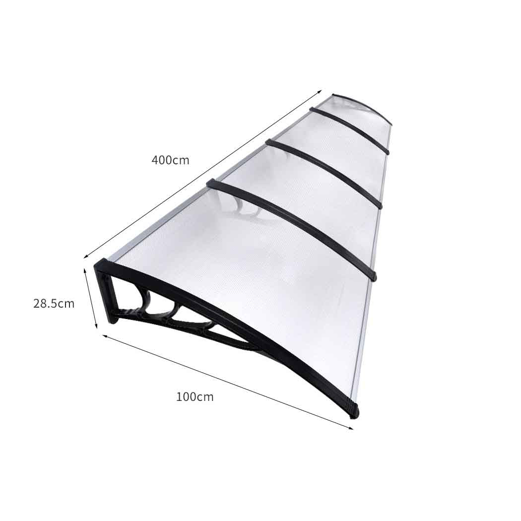 Window Door Awning 1x4M Transparent UV Rain Cover Outdoor Canopy Panel | Sun Shield Diy