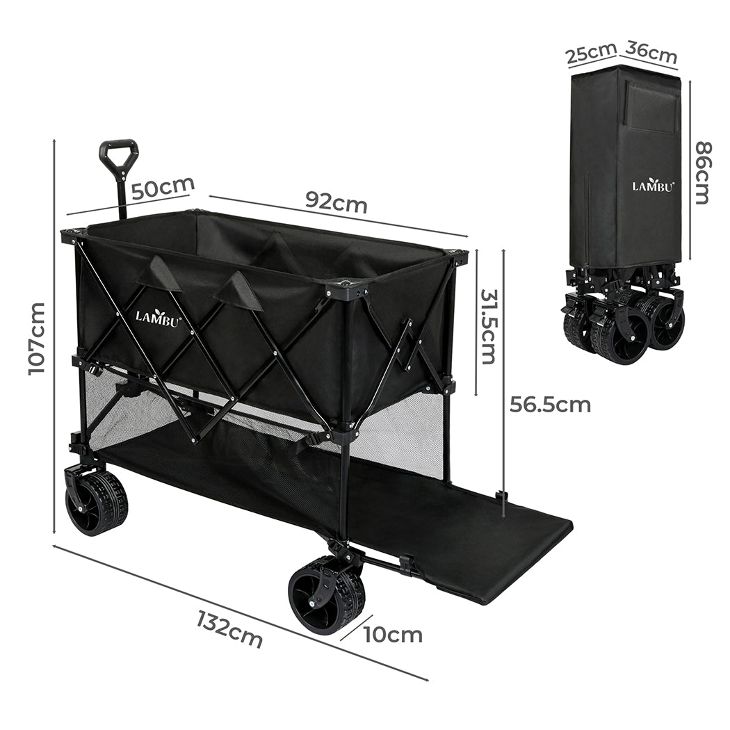 Folding Wagon Cart Double Layer 132x107x56.5cm
