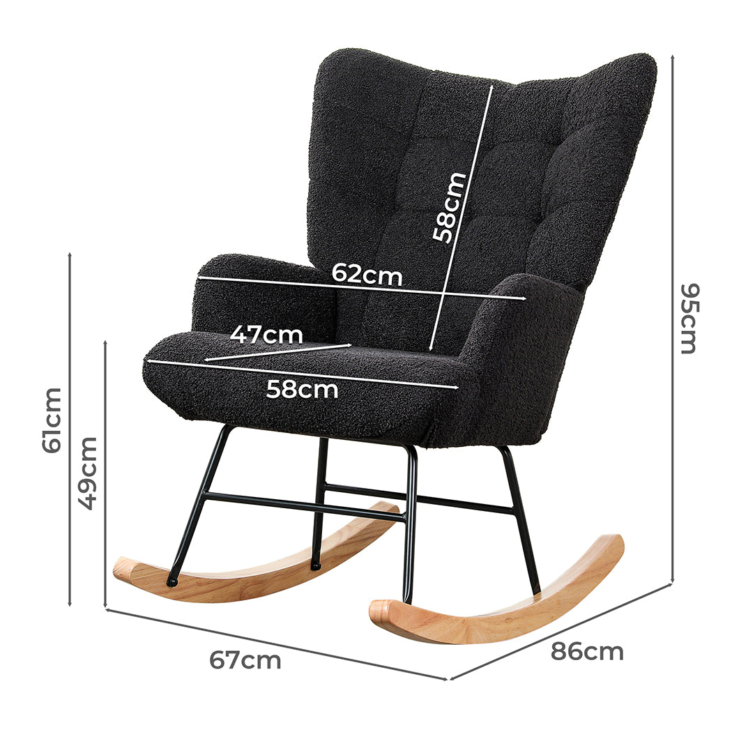 Grey Fleece Rocking Chair 67x86x95cm