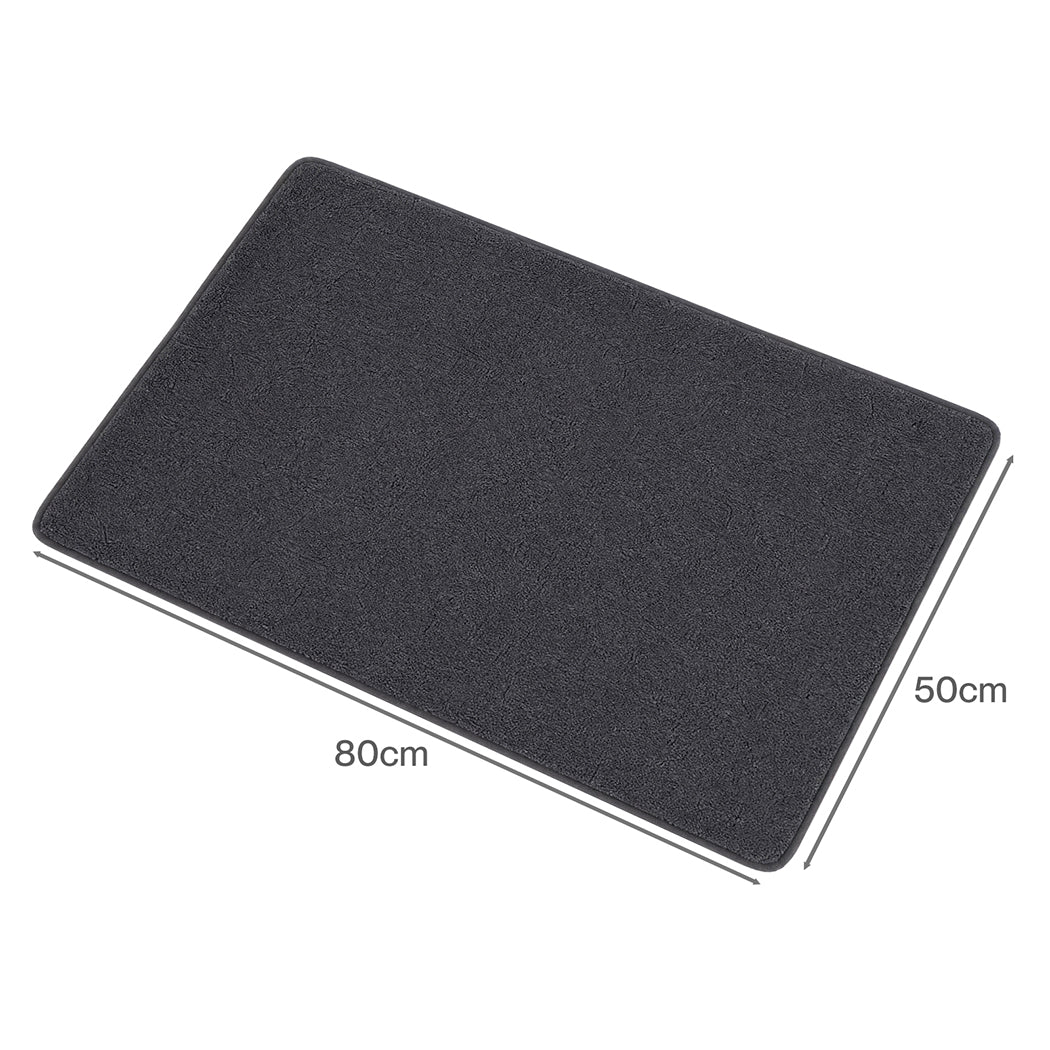 Non Slip Door Mat Grey 80x50x1cm