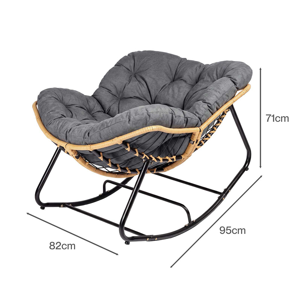 Rocking Chair Thick Cushion Grey 82x95x71cm