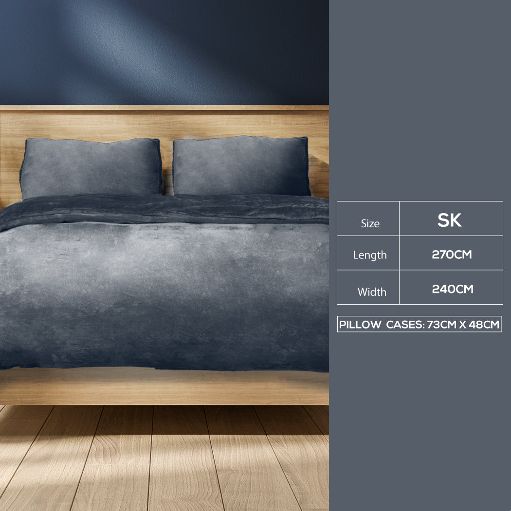 Quilt Cover Bedding set Flannel Super Dark Grey Super King