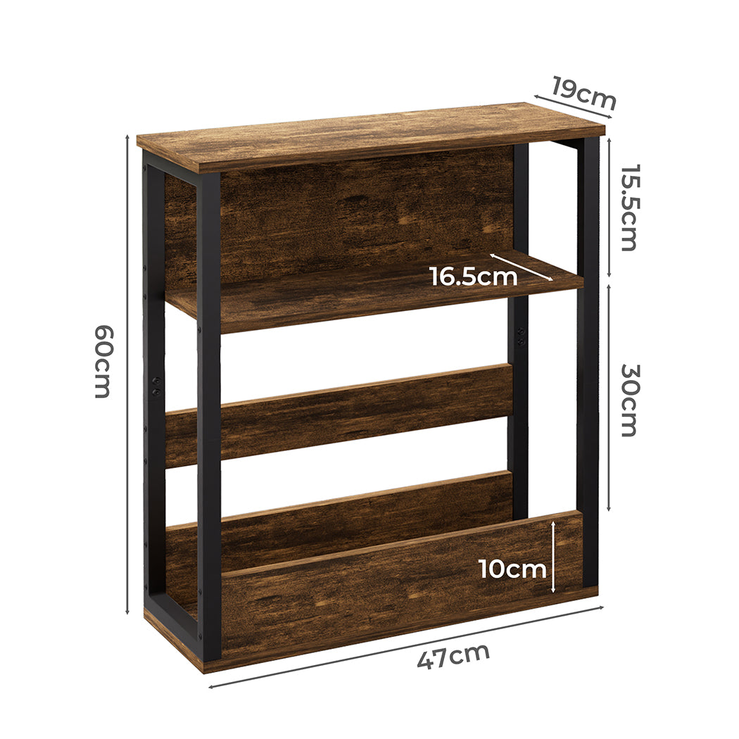 3 Tier Metal Coffee Table Black 19x47x61cm
