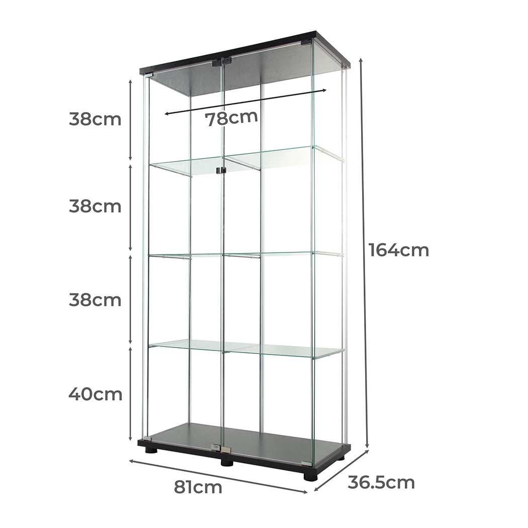 id15&16 - Cozy 164cm Glass Display Cabinet 2 Doors  Wood Finish Classic