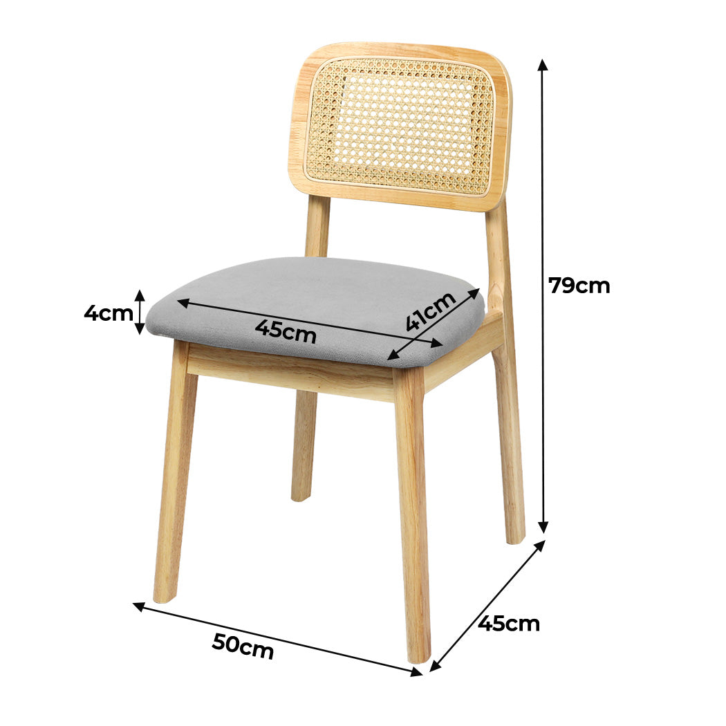 id4 - Premium 2x Dining Chair Wood Rattan Armless Natural  Foldable