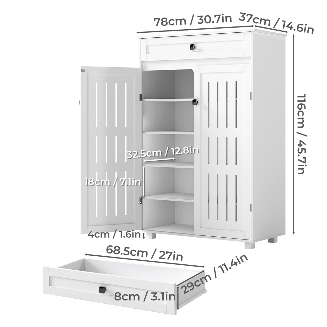 Shoe Cabinet White Storage 78x37x116cm