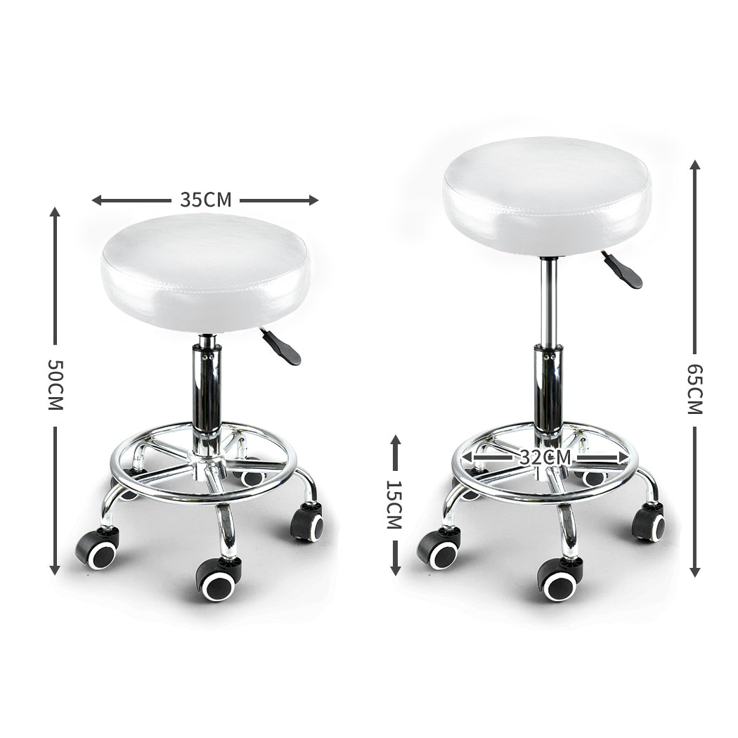 Salon Stool Swivel Hairdressing White