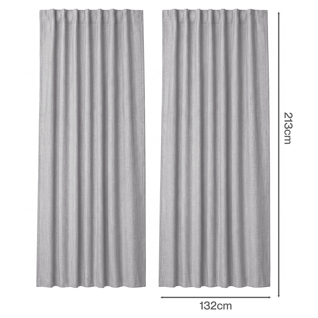 Blackout Curtains Thermal Linen 2 Panels Grey | Simpledeals
