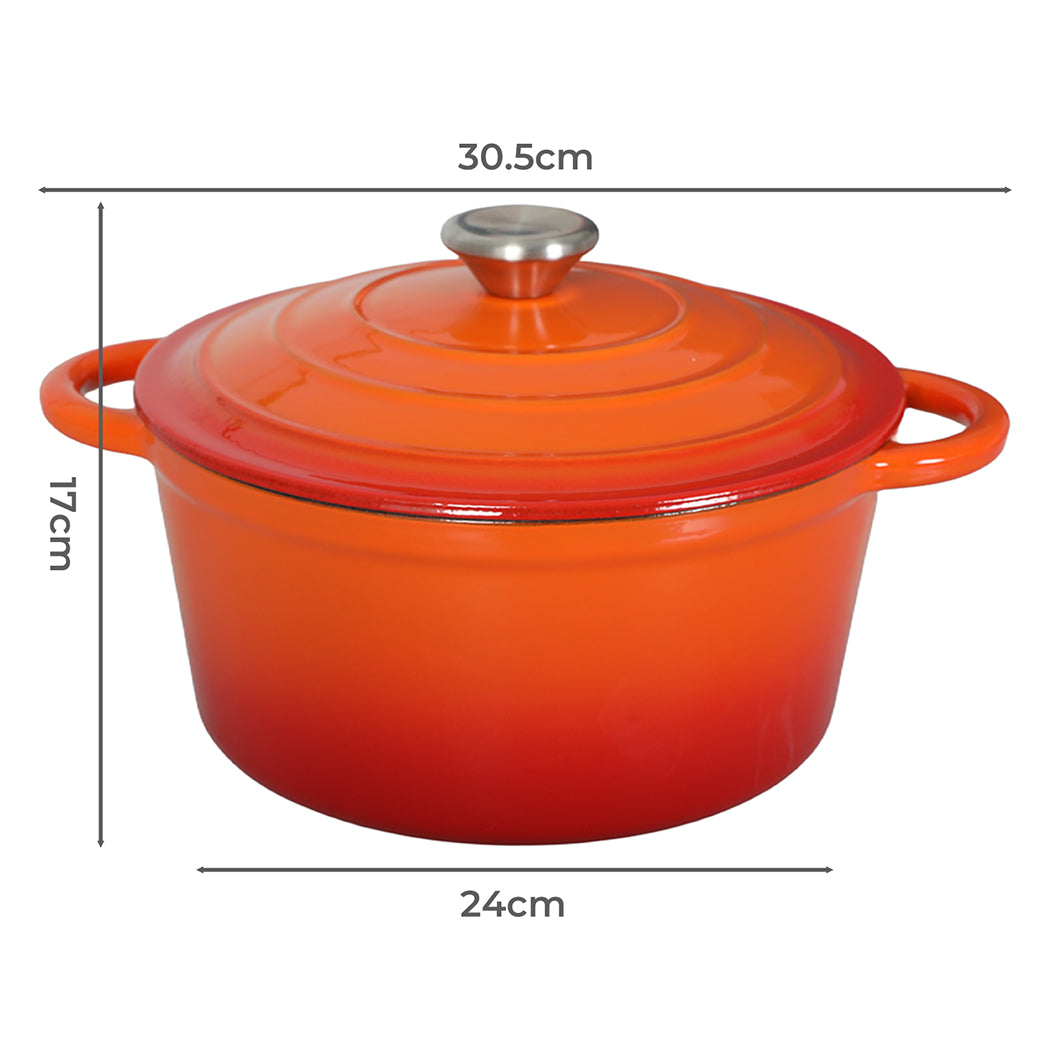 Cast Iron Dutch Oven Orange 24x30.5x17cm