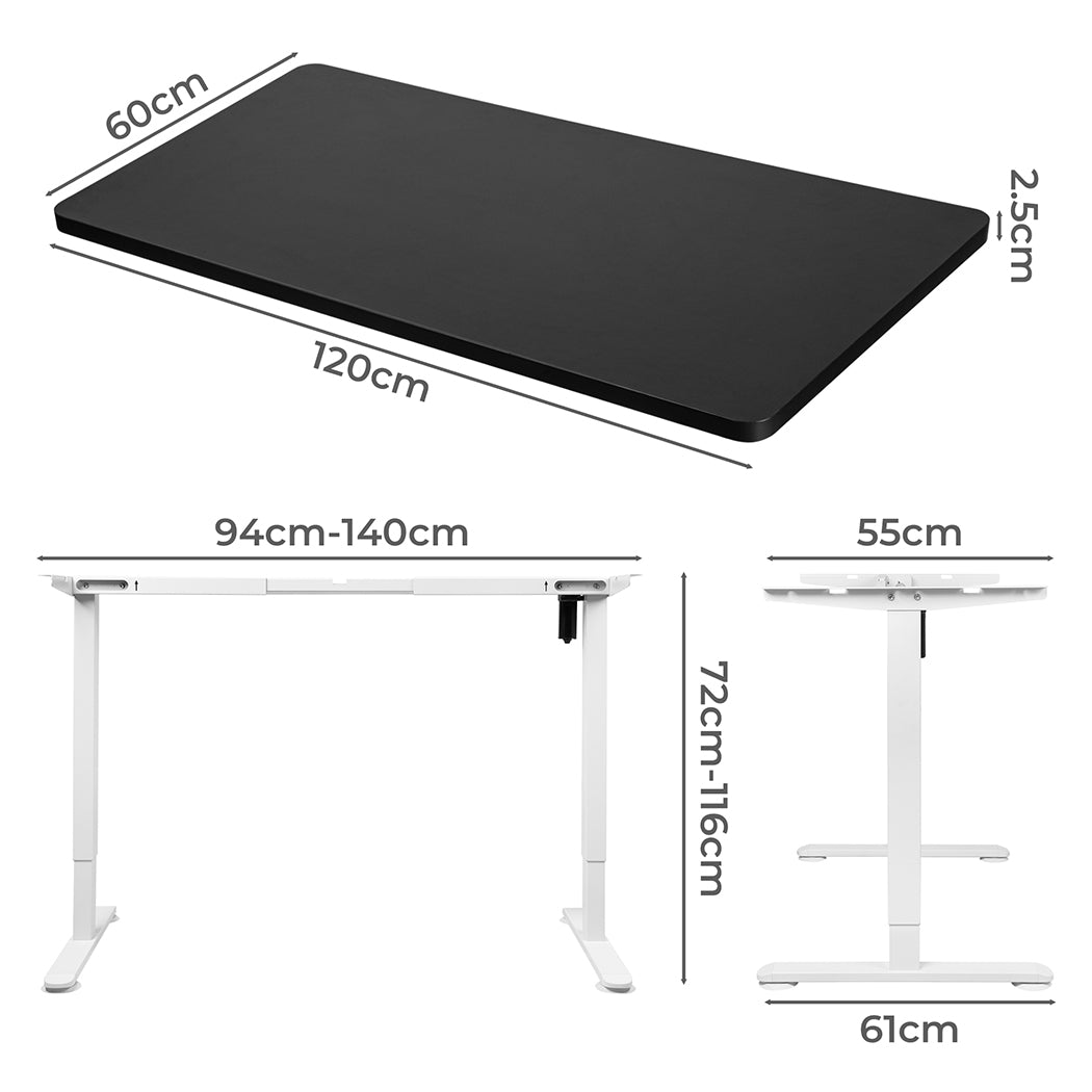 Versatile Motorised Standing Desk Height 120cm Black 800x 1.5MM