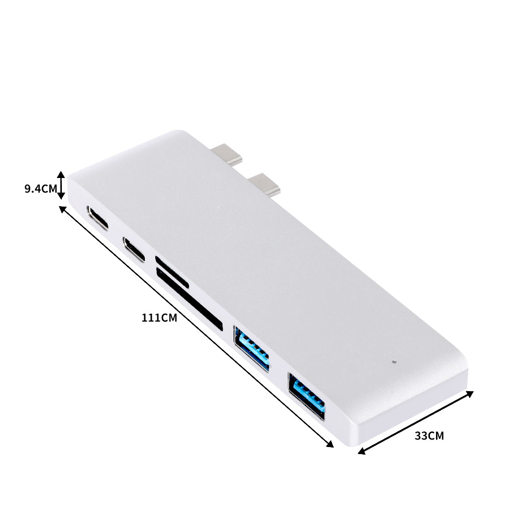USB 3.0 Type-C HUB 6 Port Powered Adapter Silver | SC2 id