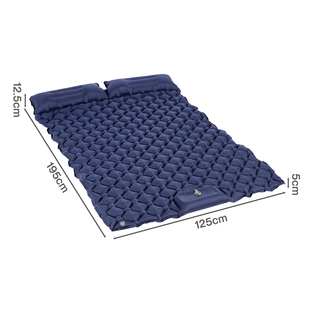 Camping Mattress Double Wide Blue 195x125x12.5cm