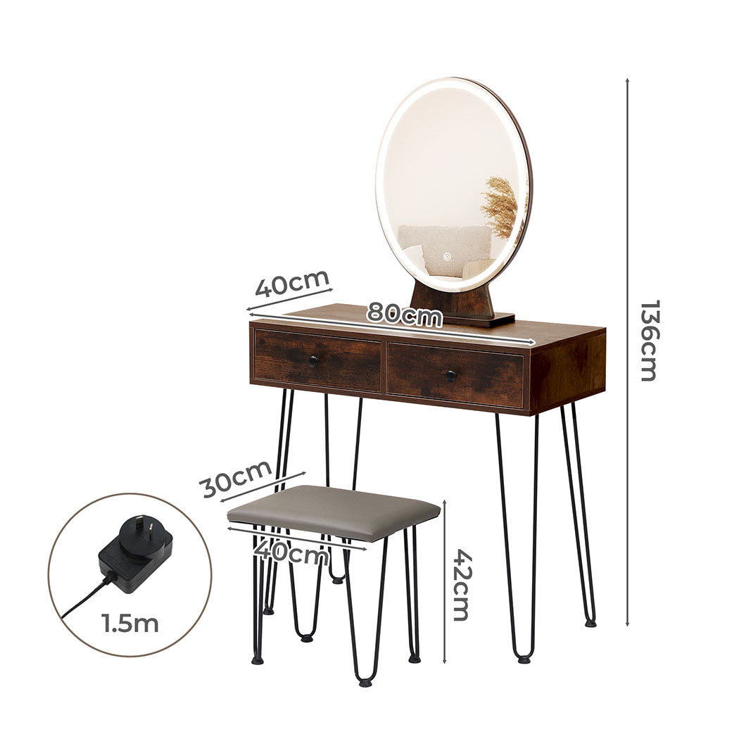 Premium Dressing Table LED Light Strip Brown  Durable Frame | id11&12