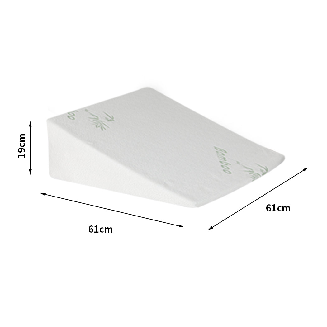 Memory Foam Cushion Back Neck Support Wedge Pillow Bamboo Cover 10cm/19cm
