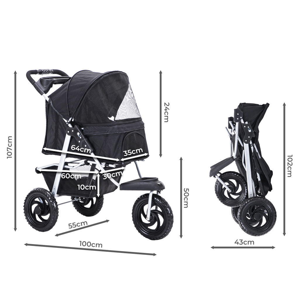 Pet Stroller Pram Dog Carrier Trailer
