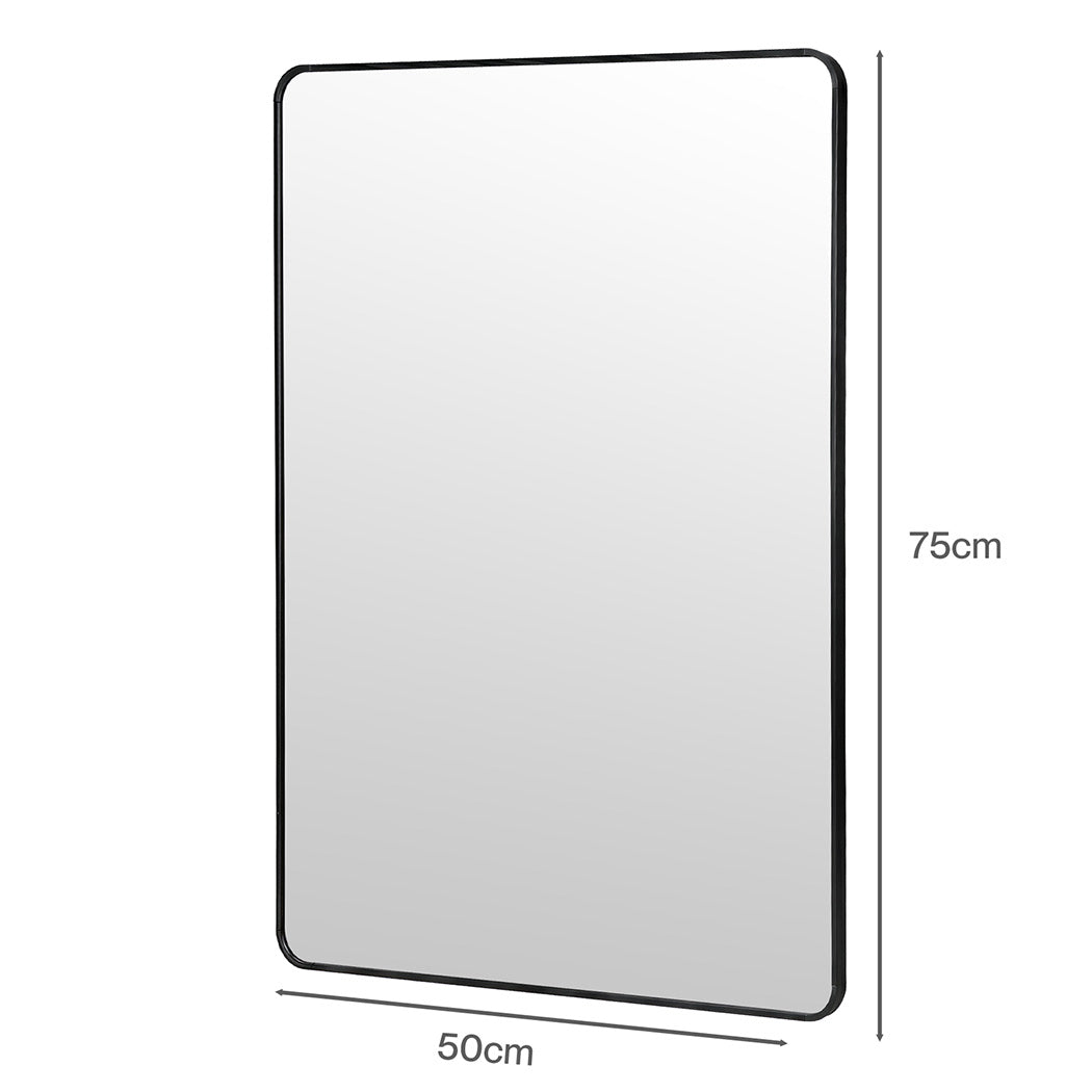 Rectangle Wall Mirror 75x50cm Black Aluminium | Simpledeals