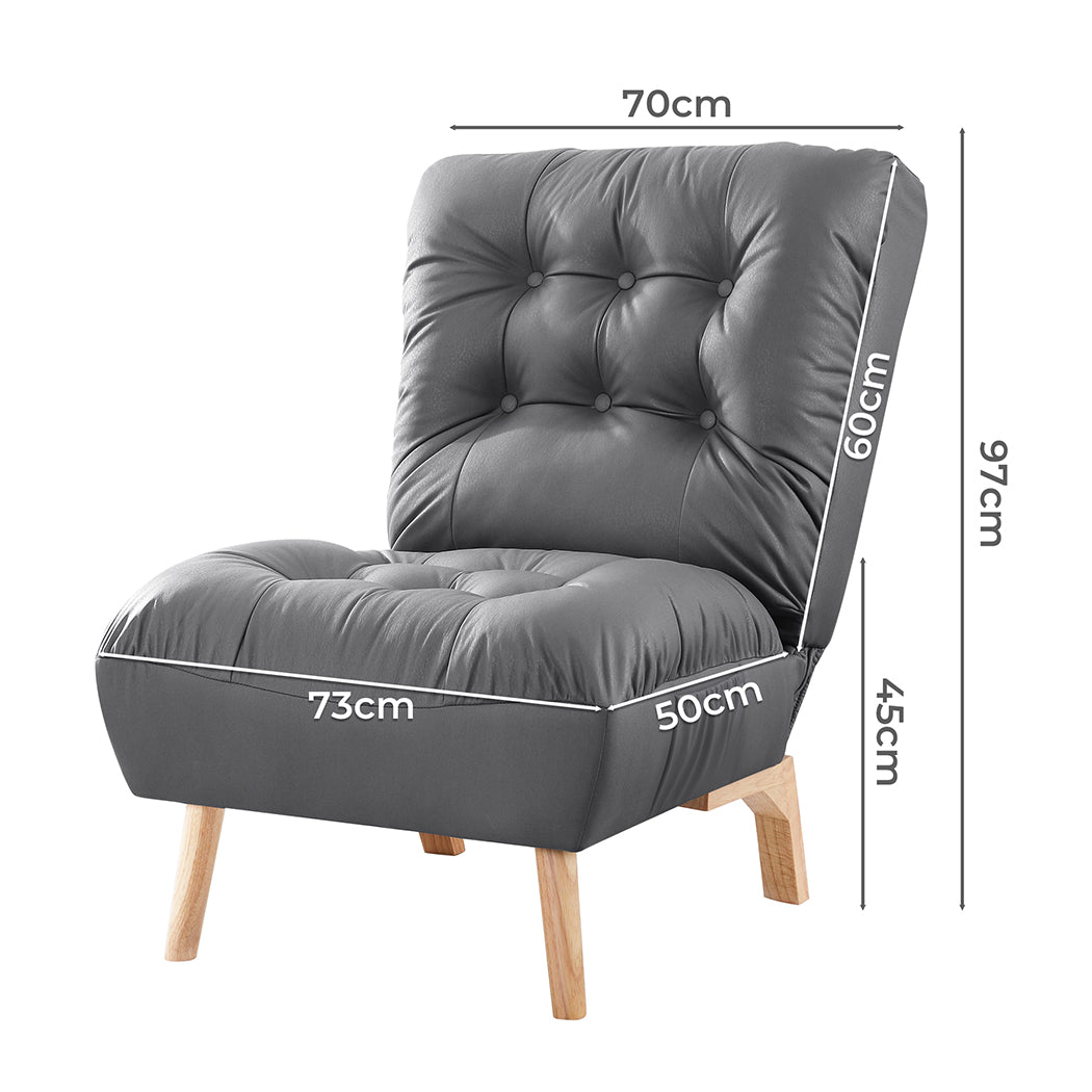 Premium Accent Chair Sofa Recliner Adjustable Grey  Space-Saving | id15&16